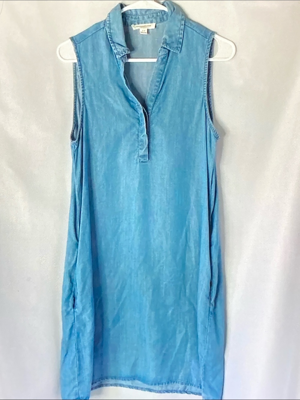 beachlunchlounge Sleeveless Chambray Tunic Dress - Light Blue